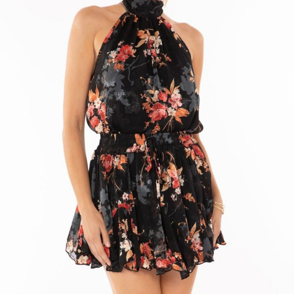 NWT Bishop And Young Nocturnal Animal After Hours Mini Skirt In Night Bloom